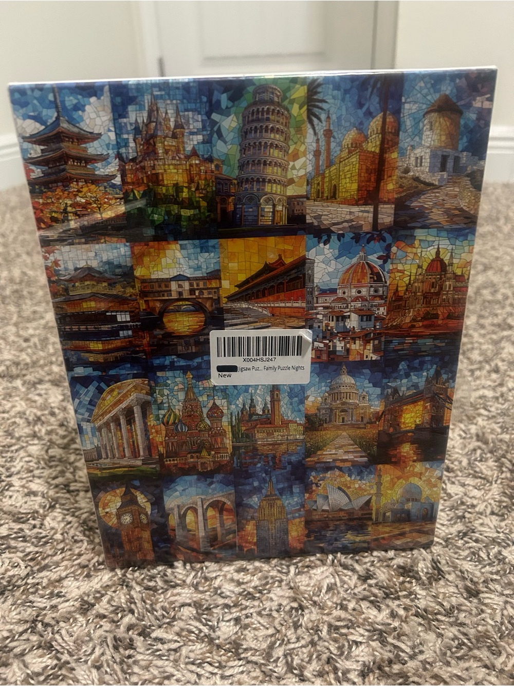 World Landmarks Puzzle Box - Colorful Mosaic Art